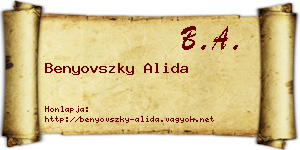 Benyovszky Alida névjegykártya